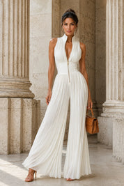 Mono blanco plisado cuello alto