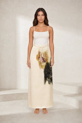 Jupe longue beige imprimé floral
