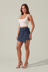 Falda pantalón cruzada de tiro alto