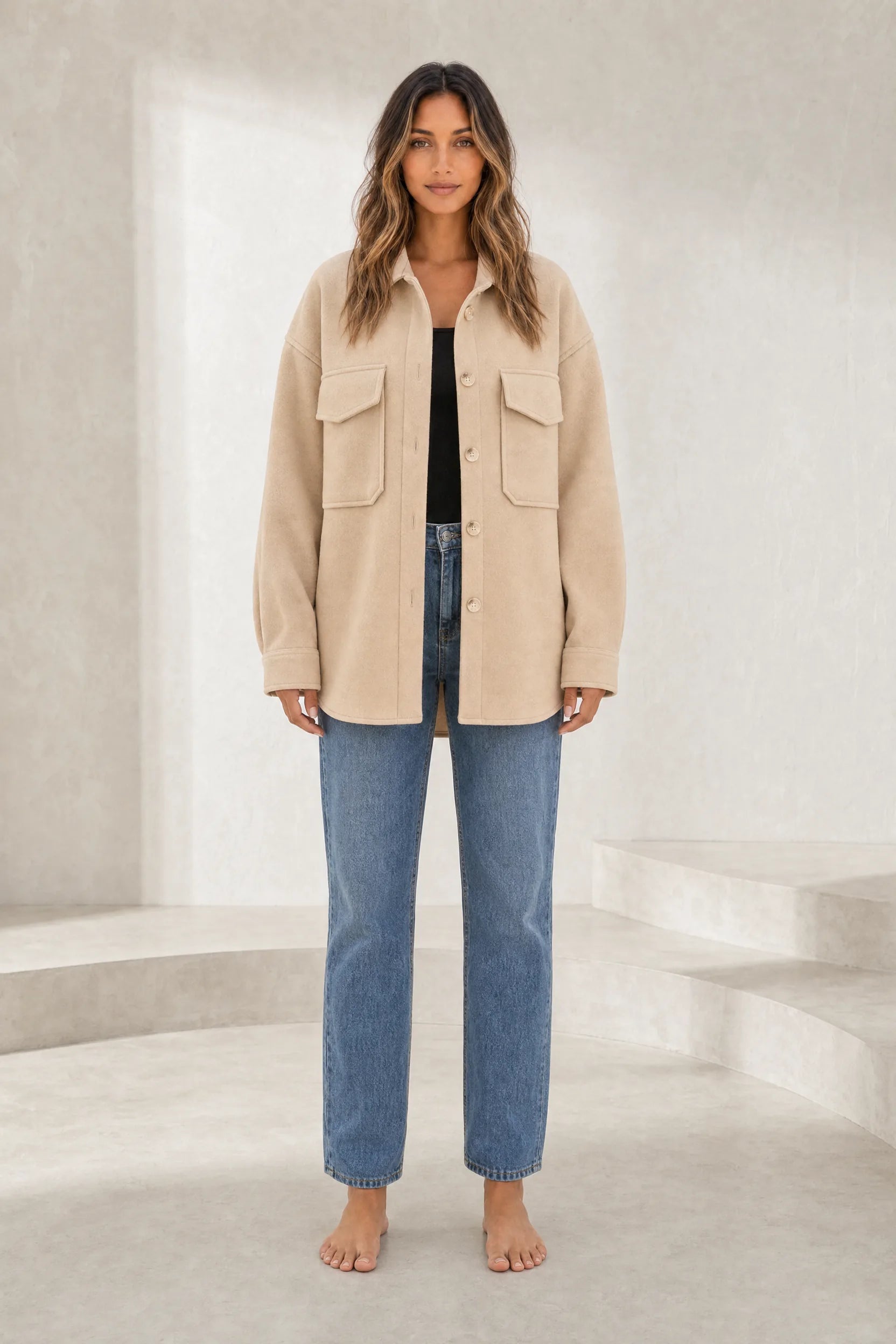 Manteau mi-long ample à revers | Lounelle Paris