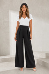 Pantalón beige de cintura alta piernas anchas