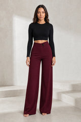 Pantalón fluido talle alto cinturón cruzado