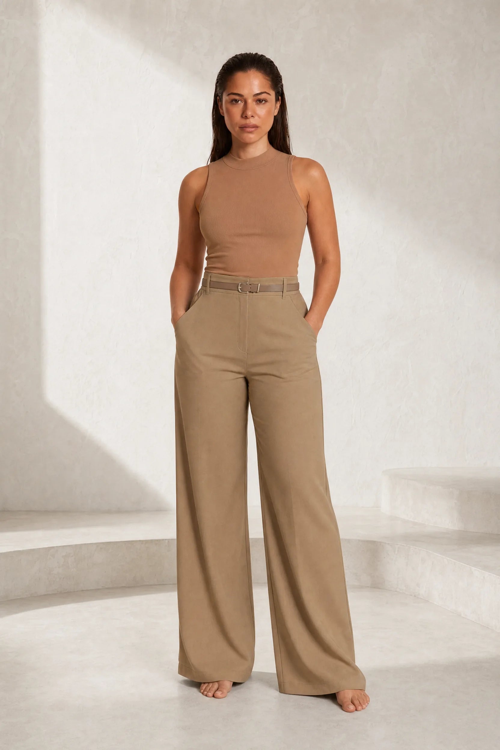 Pantalon fluide taille haute jambe large | Lounelle Paris