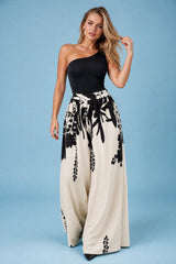 Pantalón ancho con estampado floral