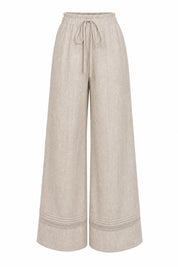 Pantalon large beige taille haute | Lounelle Paris