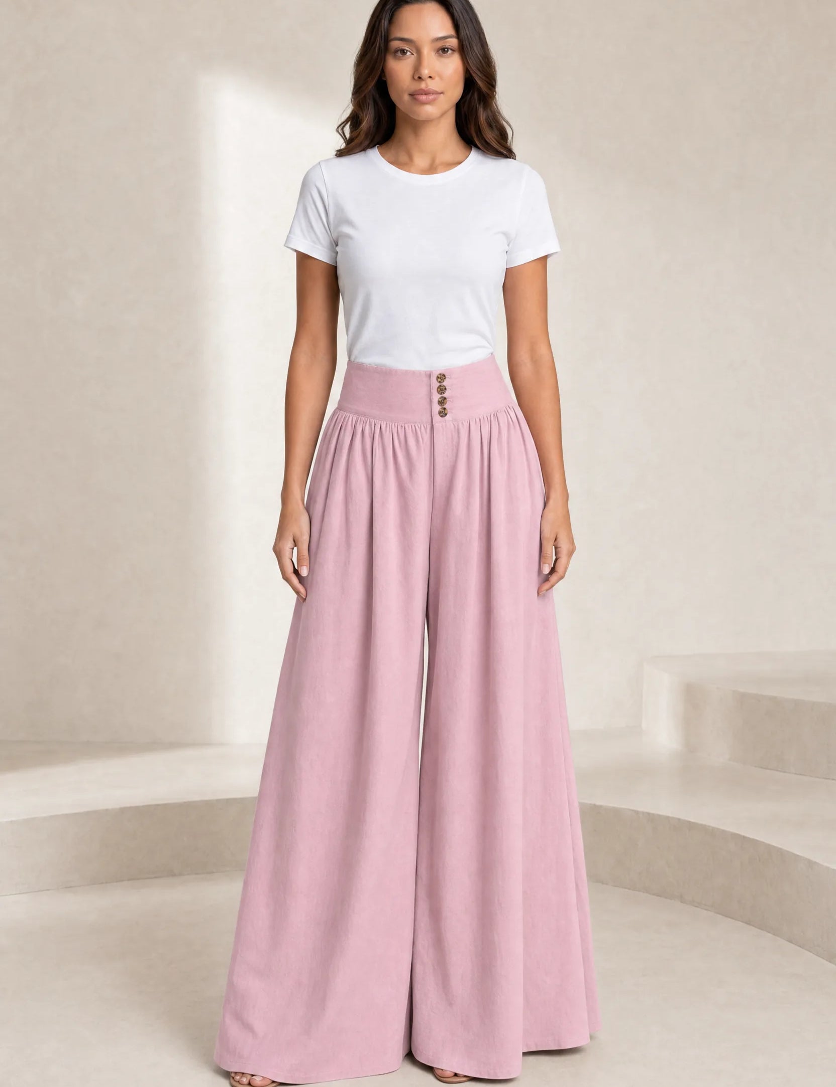 Pantalon large plissé taille haute | Lounelle Paris