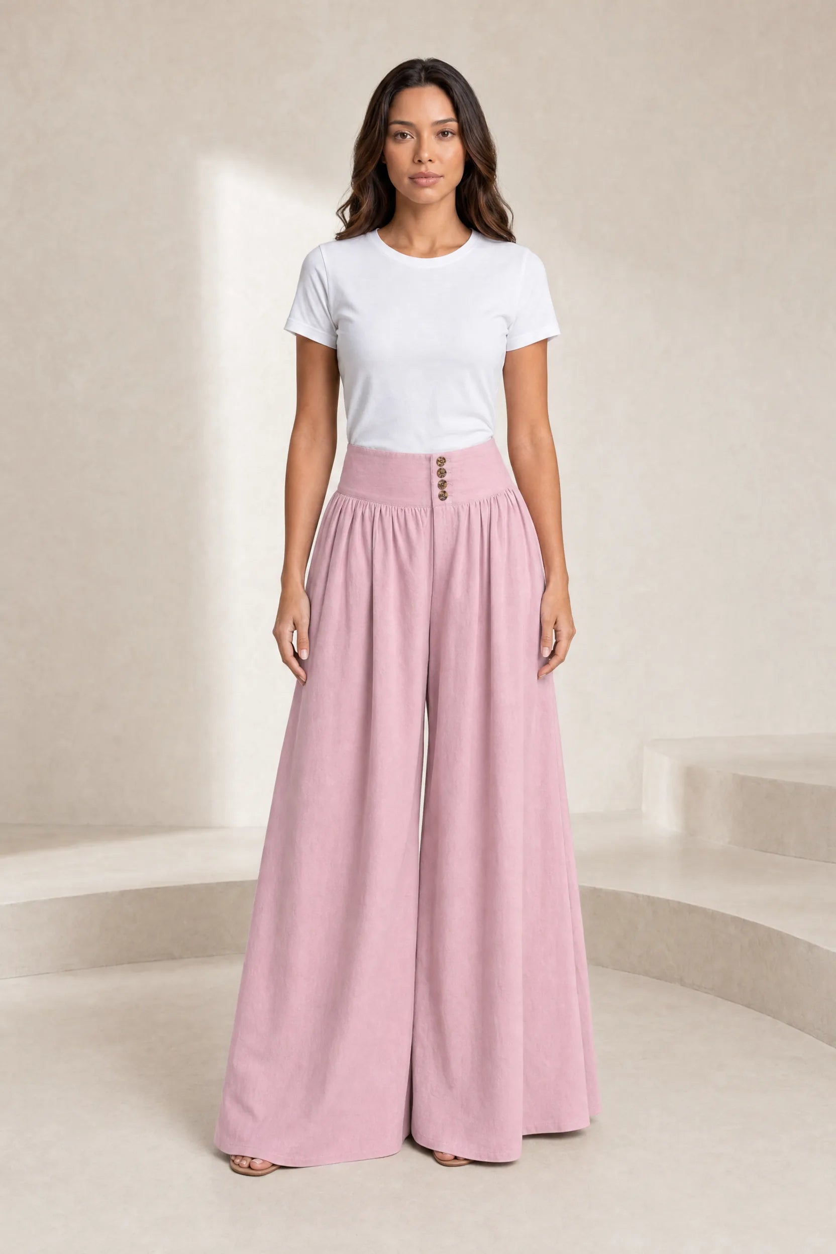 Pantalon large plissé taille haute | Lounelle Paris