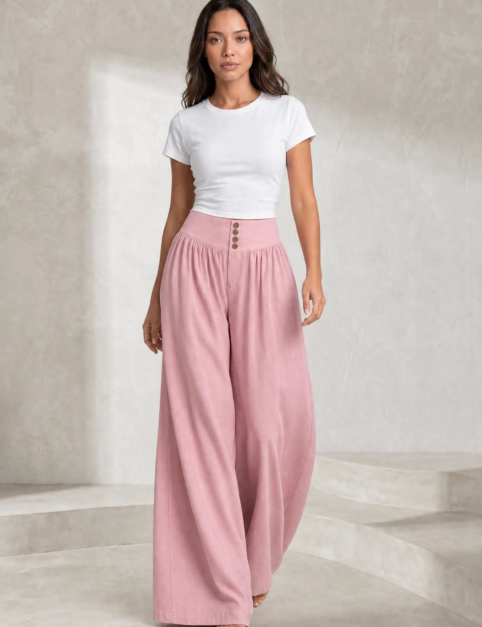 Pantalon large plissé taille haute | Lounelle Paris