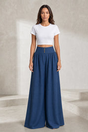 Pantalon large plissé taille haute | Lounelle Paris