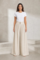 Pantalon large plissé taille haute