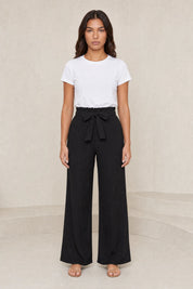 Pantalon large taille haute à nouer | Lounelle Paris