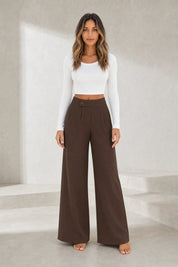 Pantalon large taille haute boutonné | Lounelle Paris