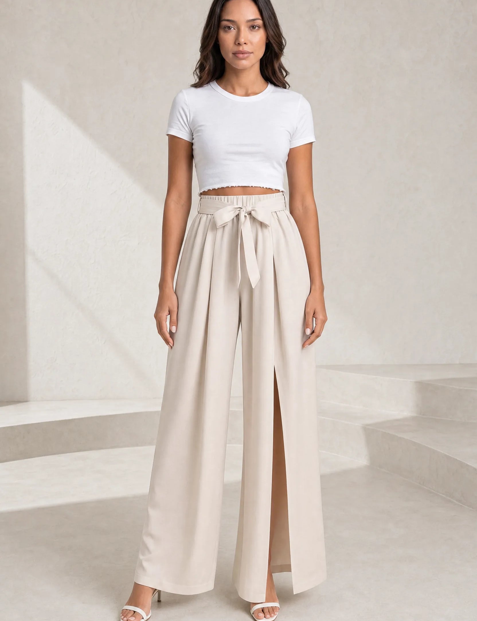 Pantalon large taille haute fendu | Lounelle Paris