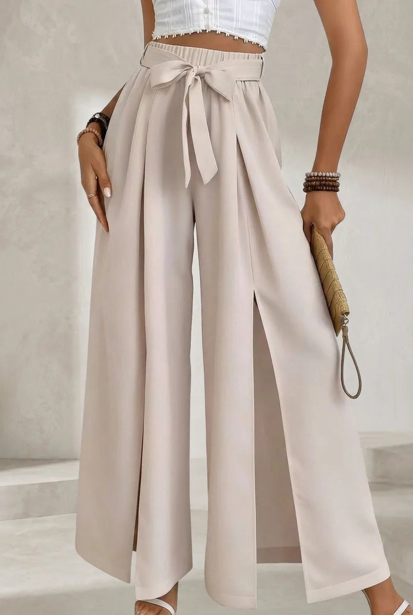 Pantalon large taille haute fendu | Lounelle Paris