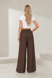 Pantalon marron large taille haute | Lounelle Paris