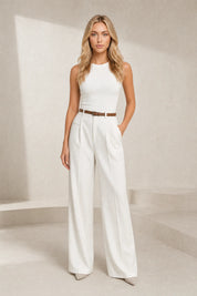 Pantalon tailleur blanc taille haute | Lounelle Paris