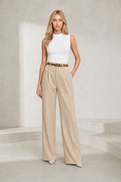 Pantalon tailleur blanc taille haute | Lounelle Paris