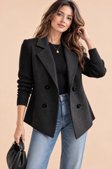 Blazer negro cruzado con solapas