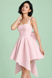 Robe patineuse courte rose à col américain | Vue rapprochée | Lounelle Paris