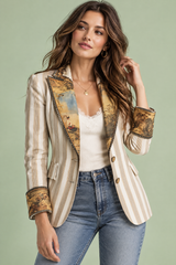 Blazer entallada de rayas en blanco roto