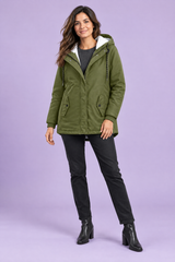 Parka oversize con capucha verde militar