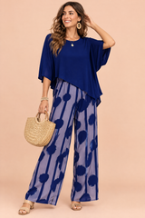 Conjunto azul de pantalón con lunares