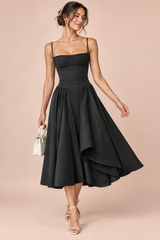 Vestido midi negro tipo bustier
