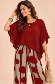 Ensemble pantalon rouge à pois | Vue rapprochée | Lounelle Paris