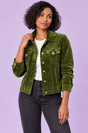 Veste-chemise olive à poches utilitaires | Vue rapprochée | Lounelle Paris