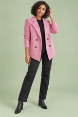 Blazer rosa cruzado con solapas
