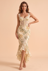 Vestido floral blanco con corsé