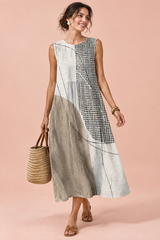 Vestido midi blanco roto con estampado floral