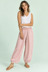 Pantalón rosa tobillero de pierna ancha