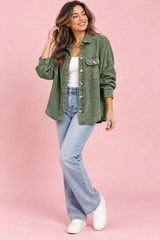 Sobrecamisa verde salvia con bordes deshilachados