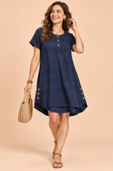 Blusa azul marino oversize con botones delanteros