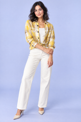 Camisa oversize de cuadros amarilla con botones