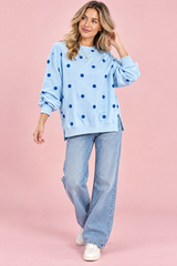 Sudadera oversize azul de lunares