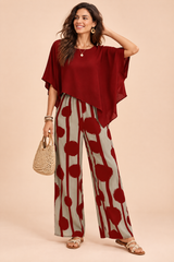 Conjunto rojo de pantalón con lunares