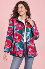 Chaqueta acolchada turquesa de cuello alto