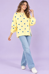 Sudadera oversize amarilla de lunares