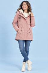 Parka oversize con capucha rosa