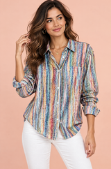 Camisa oversize de paisley azul