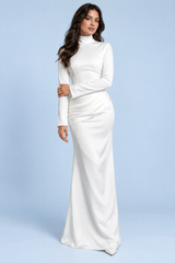 Vestido largo fruncido blanco