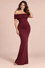 Robe longue bustier froncée bordeaux | Porté sur une autre silhouette | Lounelle Paris