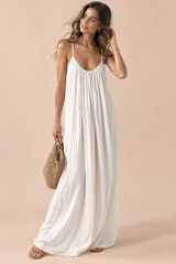 Vestido largo fluido con espalda descubierta Blanco roto