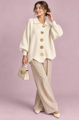 Cárdigan oversize de punto con cuello camisero