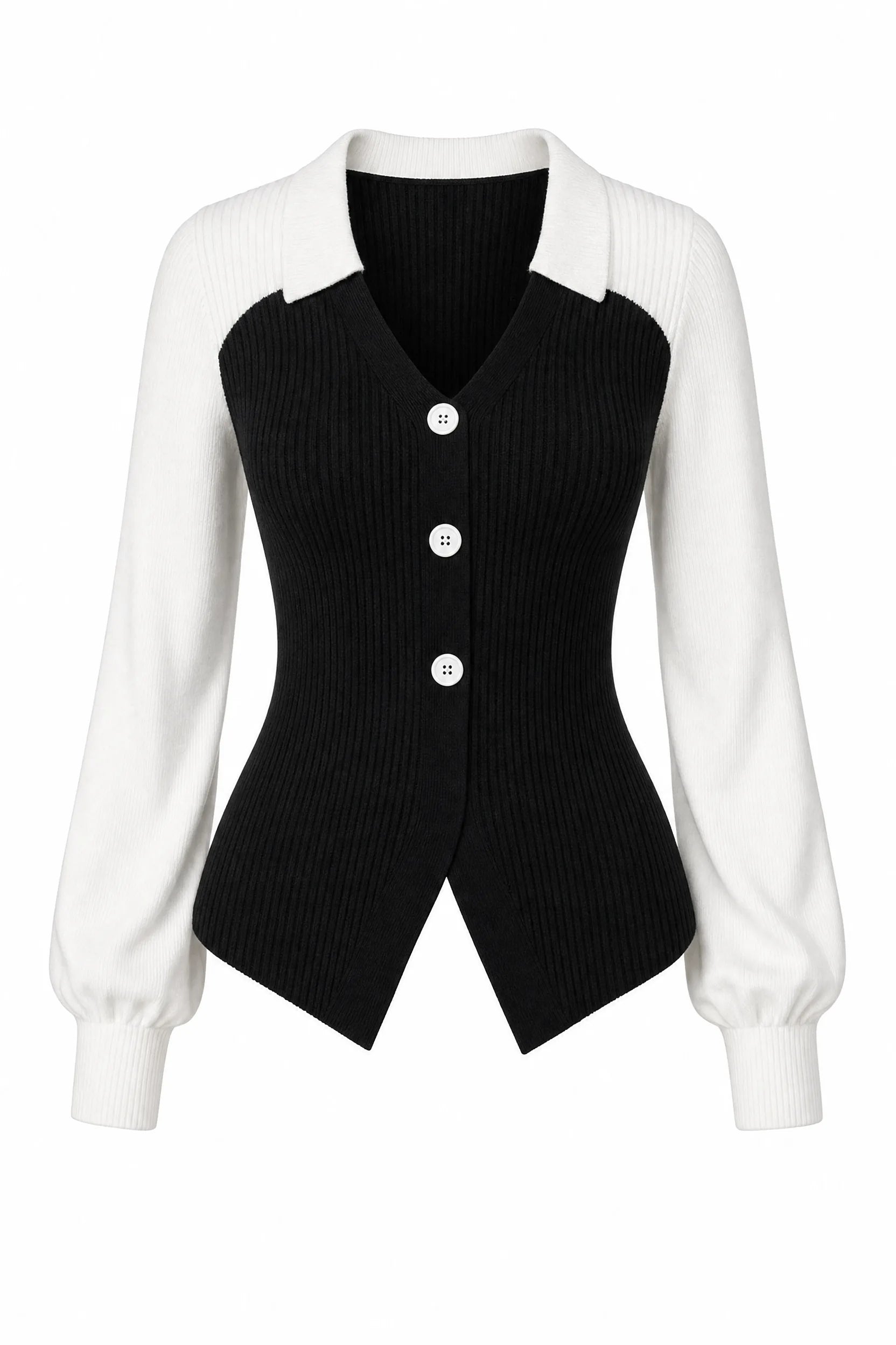 Pull bicolore col en V | Lounelle Paris