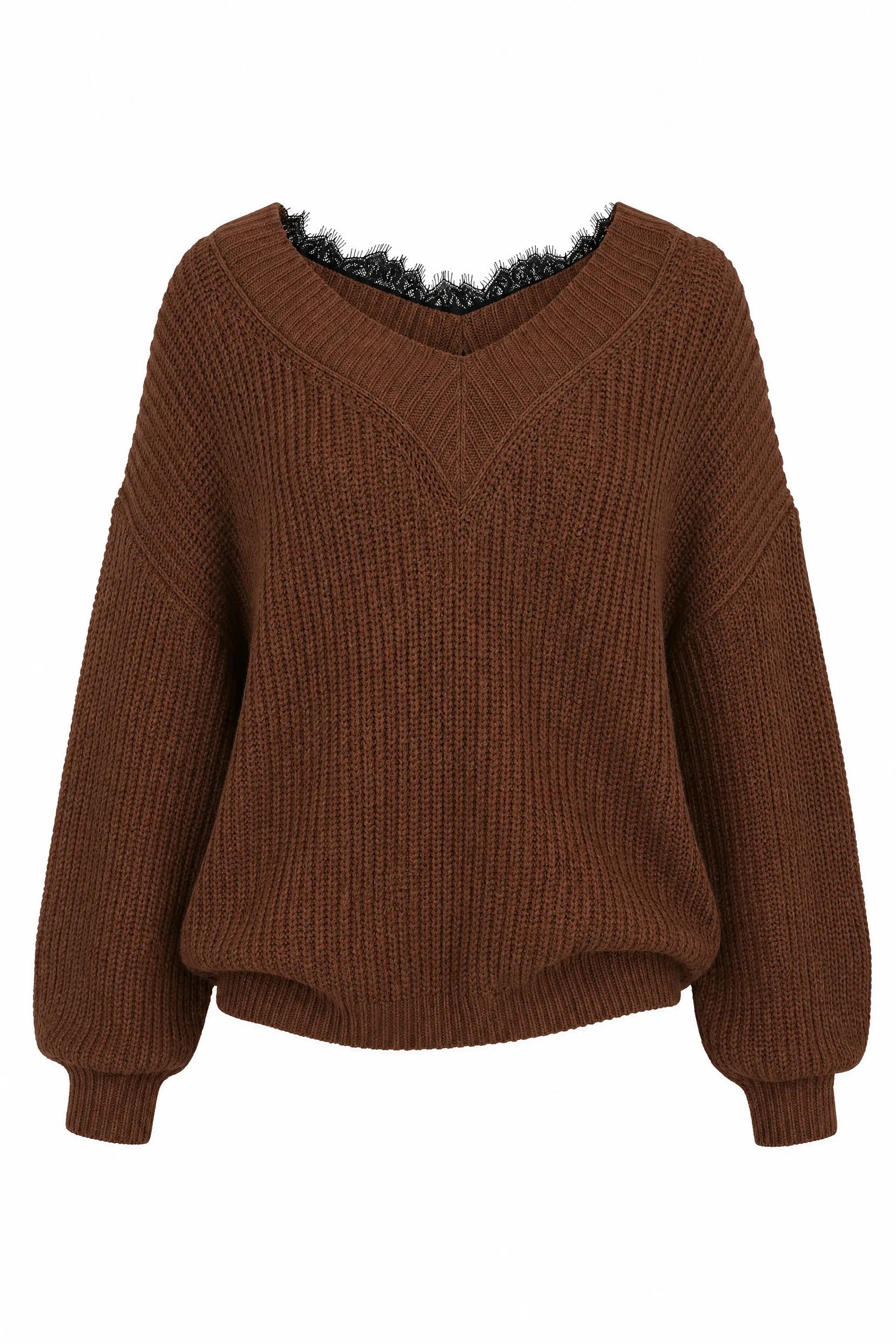 Pull col V à dentelle | Lounelle Paris