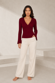 Top en maille col V manches évasées | Lounelle Paris
