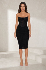 Vestido bandeau efecto corsé
